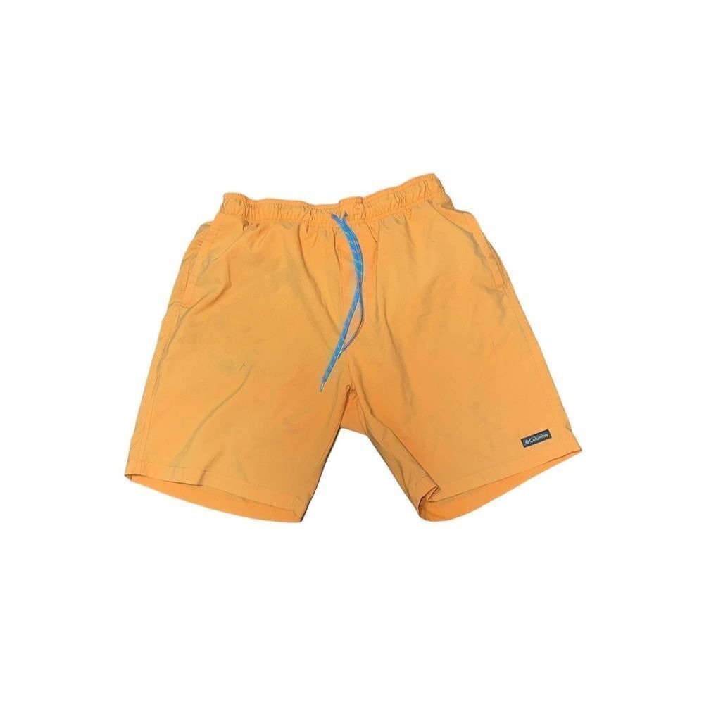 Columbia Mens medium Swim Trunks Board Shorts Orange Cargo Packable 8L inseam
